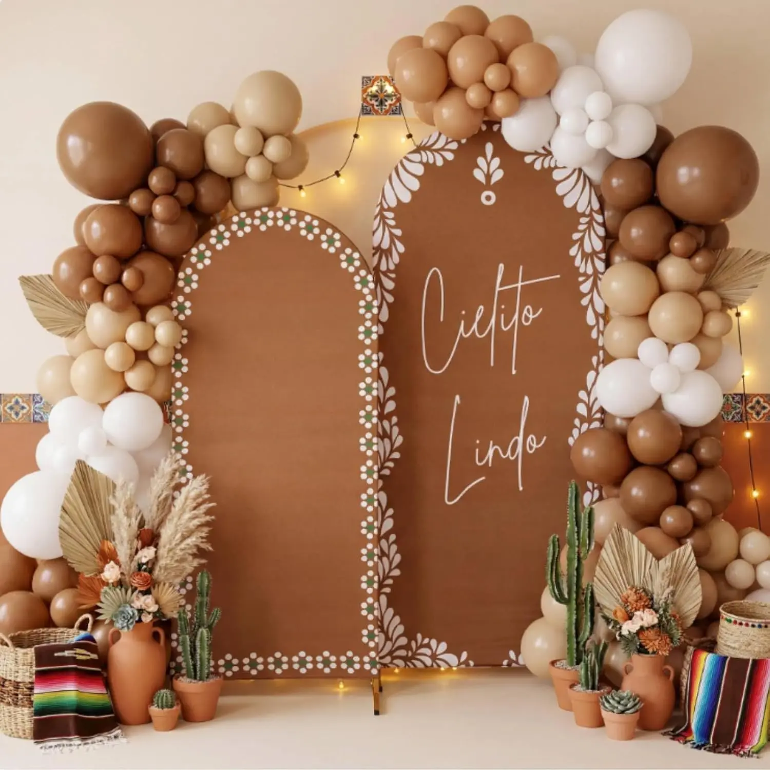 Set of 2 Cielito Lindo Arch Backdrop Cover Mexican Talavera Wedding Decor 5ft and 6ft Arch Stand for Mexican Fiesta Talavera Wedding Bridal Shower Birthday Party Decoration