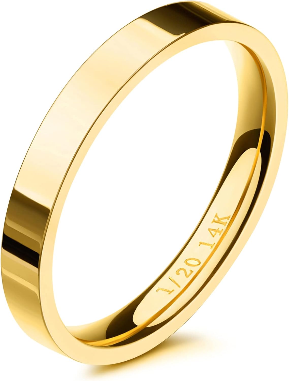 3mm 14K gold filled rings for women girls dainty gold stack band thin gold thumb pinky finger ring non tarnish comfort fit size 4 to 11