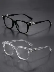 Gigula 2-Pack Metal Frame Blue Light Blocking Glasses, Fashionable Classic Casual Unisex Eyewear, Stylish Plain Sunglasses