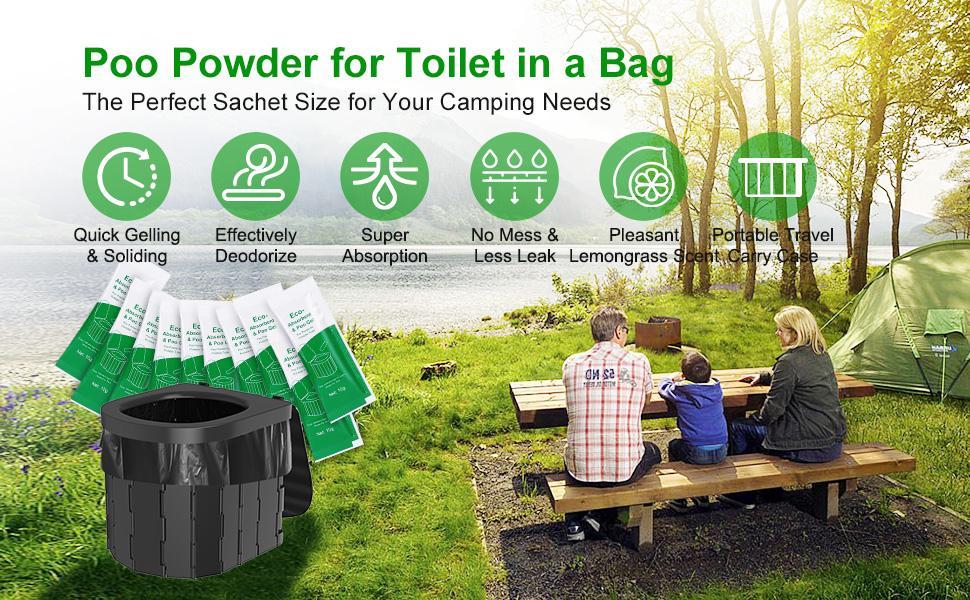 50 pack Portable Toilet Absorbent Gel Powder, Poo Gel for Camping ...