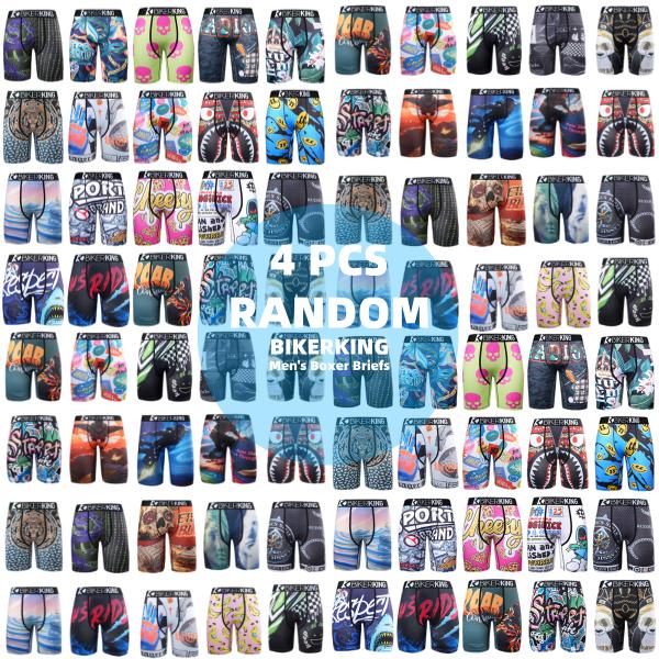 1PCS/2PCS/3PCS/4PCS Men's underwear printed pattern sports flat underwear polyester quick drying breathable sports underwear suitable for running, gym, mid waist, s-XXXL