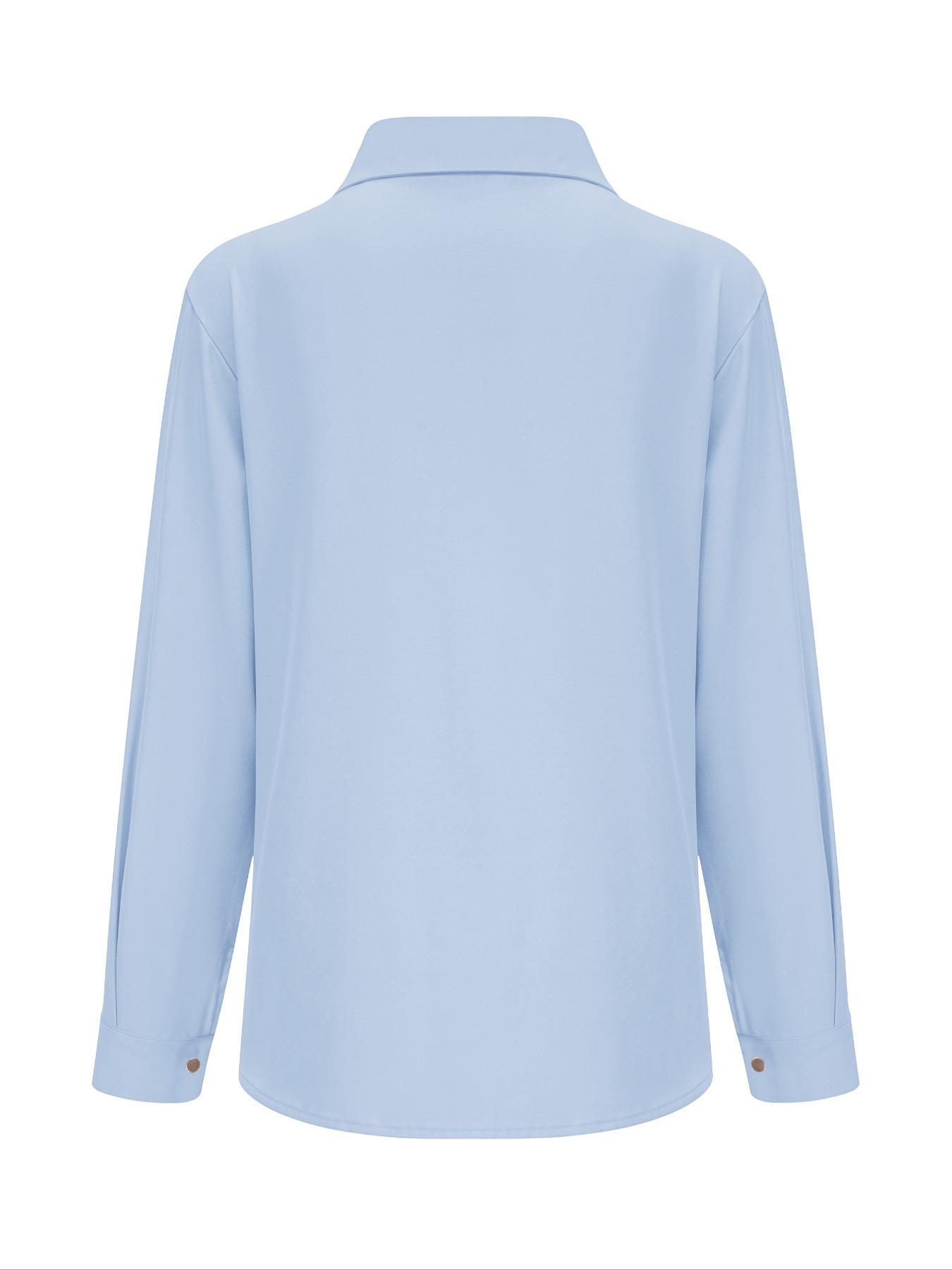 Women's Plain Button Shirt Blouse, Casual Long Sleeve Top for Daily Wear, Ladies Clothes for All Seasons, Chic Womenswear