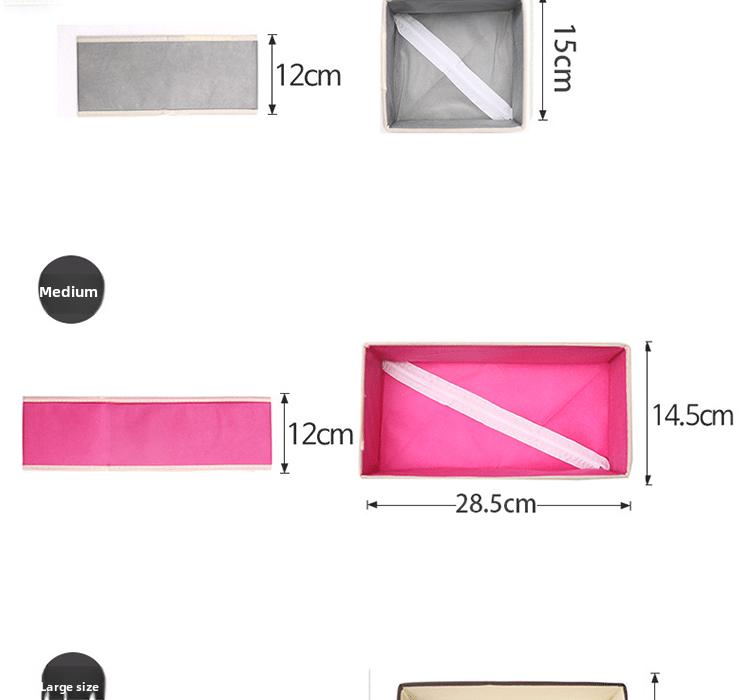 Coverless underwear grid fabric desktop bra, panty, and sock storage box wardrobe drawer-style organizer six-piece set