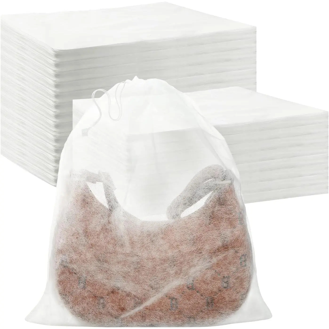 100 Pcs Non-Woven Plain Synthetic Dust Covers for Purses Daily Protection, 15.7x19.7in Home Closet Organizers, Shoe Dust Covers for Travel Packing & Handbag Storage, 15.7Inx19.7in