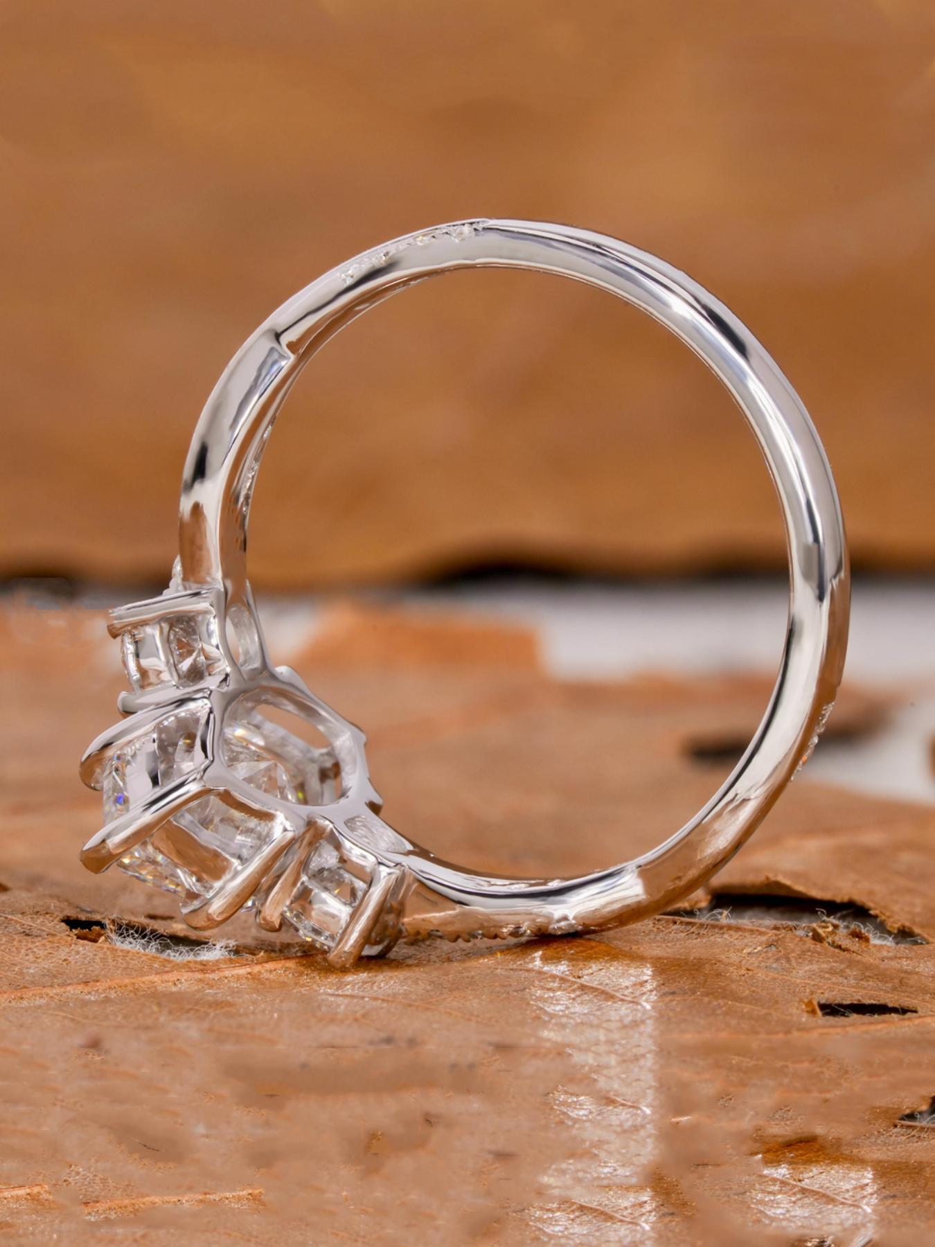 S925 Sterling Silver Artificial Zircon Decorated Ring, Elegant Engagement Ring, Elegant for Women, Trendy All-match & Exquisite Jewelry for Birthday Gift, Valentine's Day, Gift