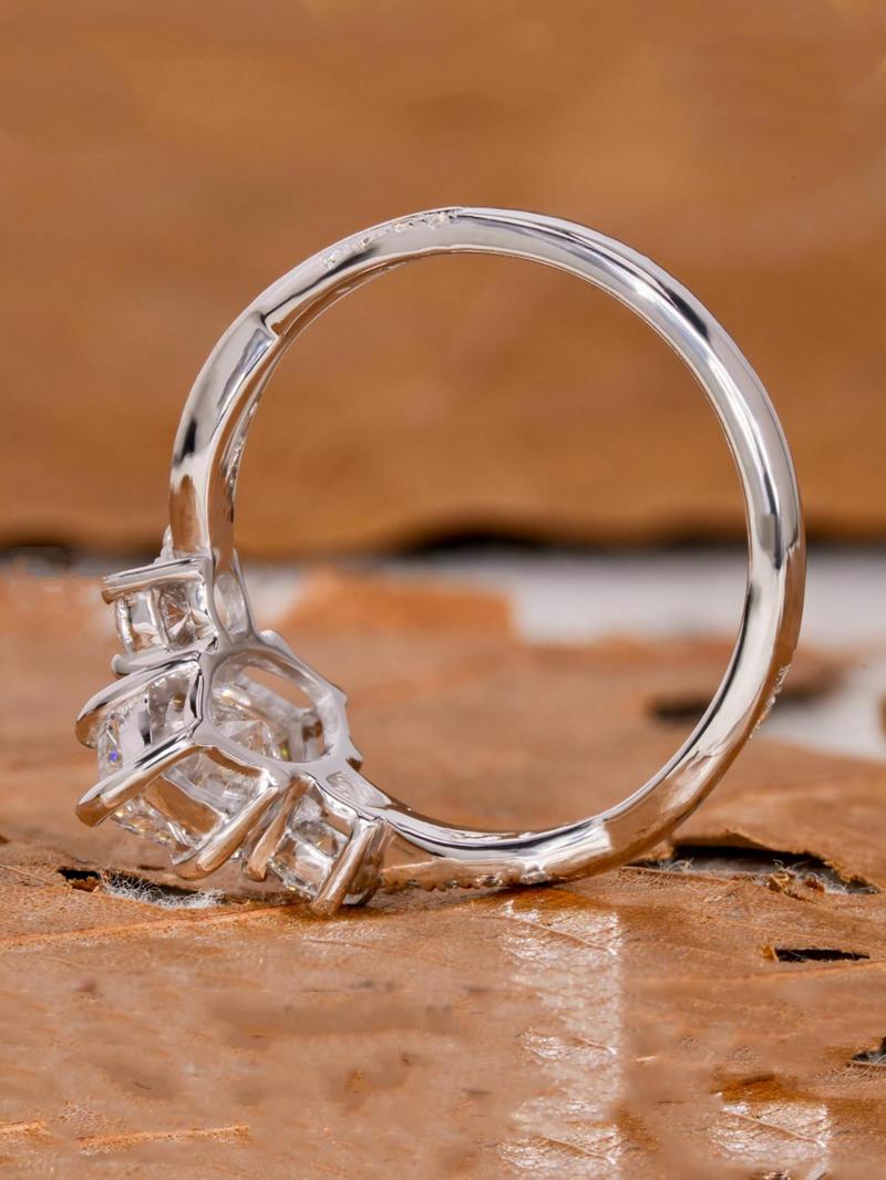 S925 Sterling Silver Artificial Zircon Decorated Ring, Elegant Engagement Ring, Elegant for Women, Trendy All-match & Exquisite Jewelry for Birthday Gift, Valentine's Day, Gift