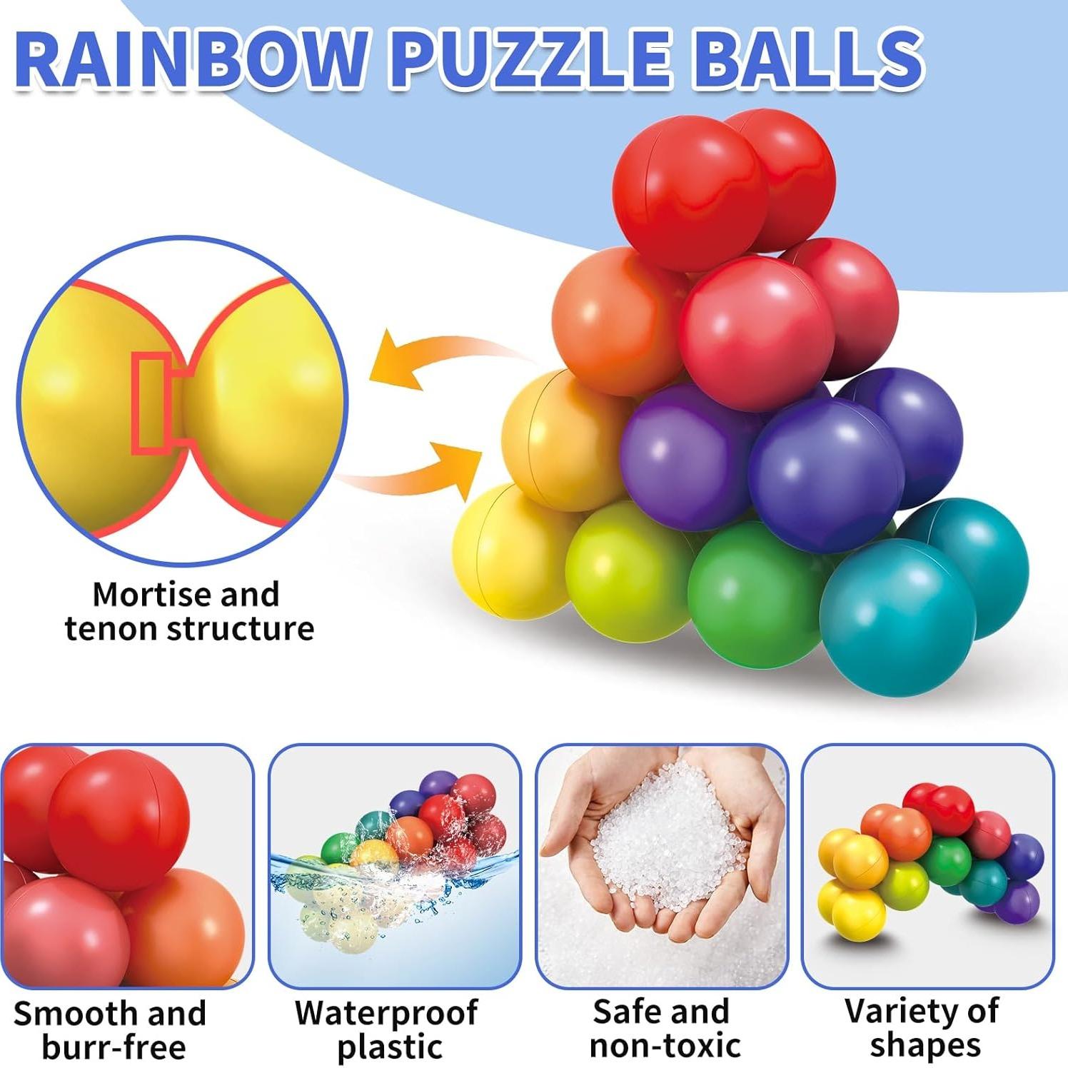 Autism Sensory Toys for Kids and Adults, Fidget Rainbow Ball Stress Relief Toy, Perfect Calm Down Activities for Travel and Home, Fidget Balls, Promote Relaxation