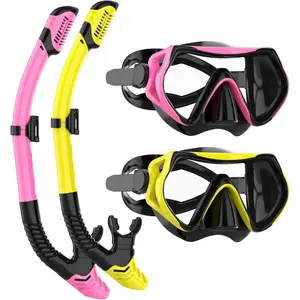 Snorkeling Gear for Adults, JRing Snorkel Mask Set with 180 Degree Tempered Glass Anti Fog Goggles Scuba Dry Top Snorkel for Swimming, Scuba Diving Mask for Men Women
