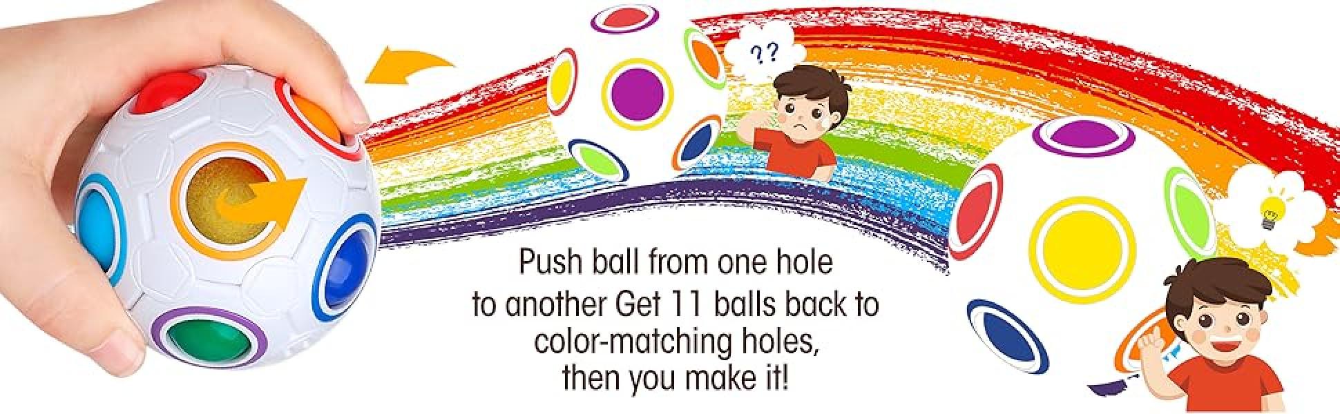 Rainbow Puzzle Ball with Pouch Color-Matching Puzzle Game Toy Stress Reliever Magic Ball Brain Teaser for Kids and Adults, Children, Boy, Girl Holiday