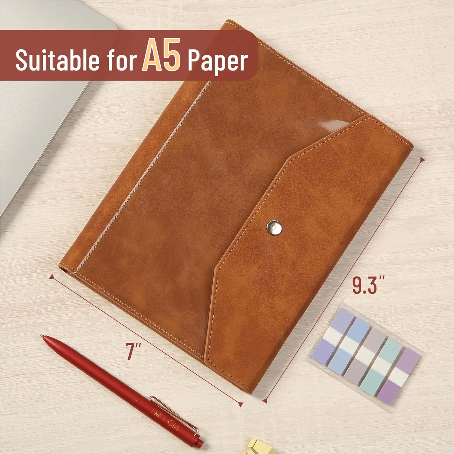 A5 Leather Planner - 6 Ring Binder, Refillable Notebook