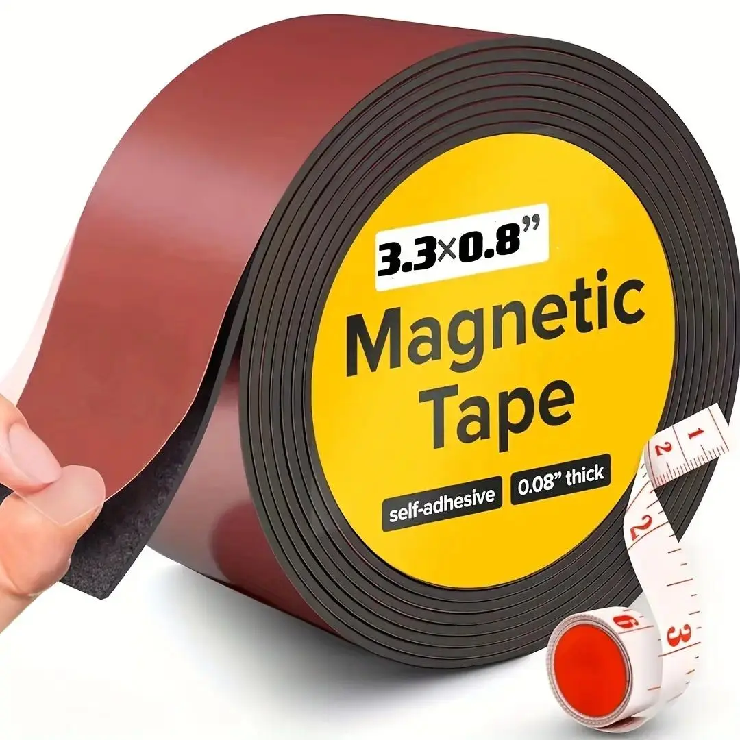 Yitape Strong Magnetic Tape Roll (3.3 Feet Self-Adhesive), High Magnetism Backing, Free Cutting, Ideal for DIY Crafts, Organizer Upgrade, Refrigerator Decor