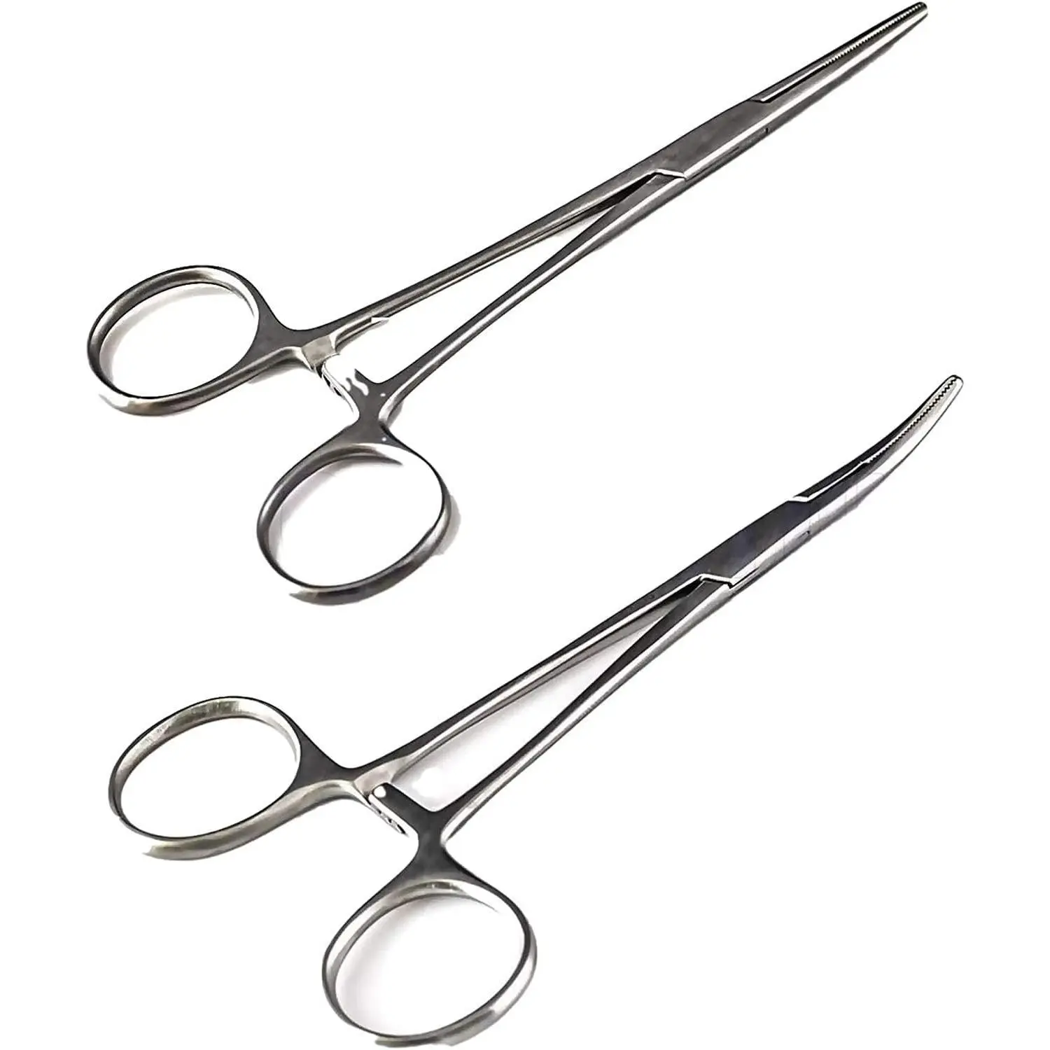 SURGICAL ONLINE Versatile Angling Tools with 2pc 5 Inch Fishing Forceps Set - Stainless Steel, Curved & Straight Hemostats, Serrated Jaws, Locking Mechanism, and Lightweight Design