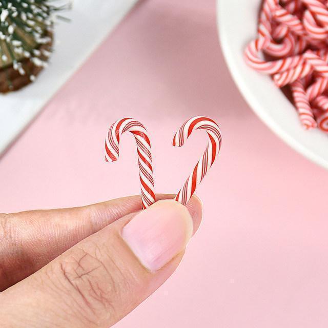 10/30/50Pcs Mini Candy Cane Christmas Decoration Red White Resin Candy DIY Crafts Xmas Pendant Navidad Home Decor 2025 New Year