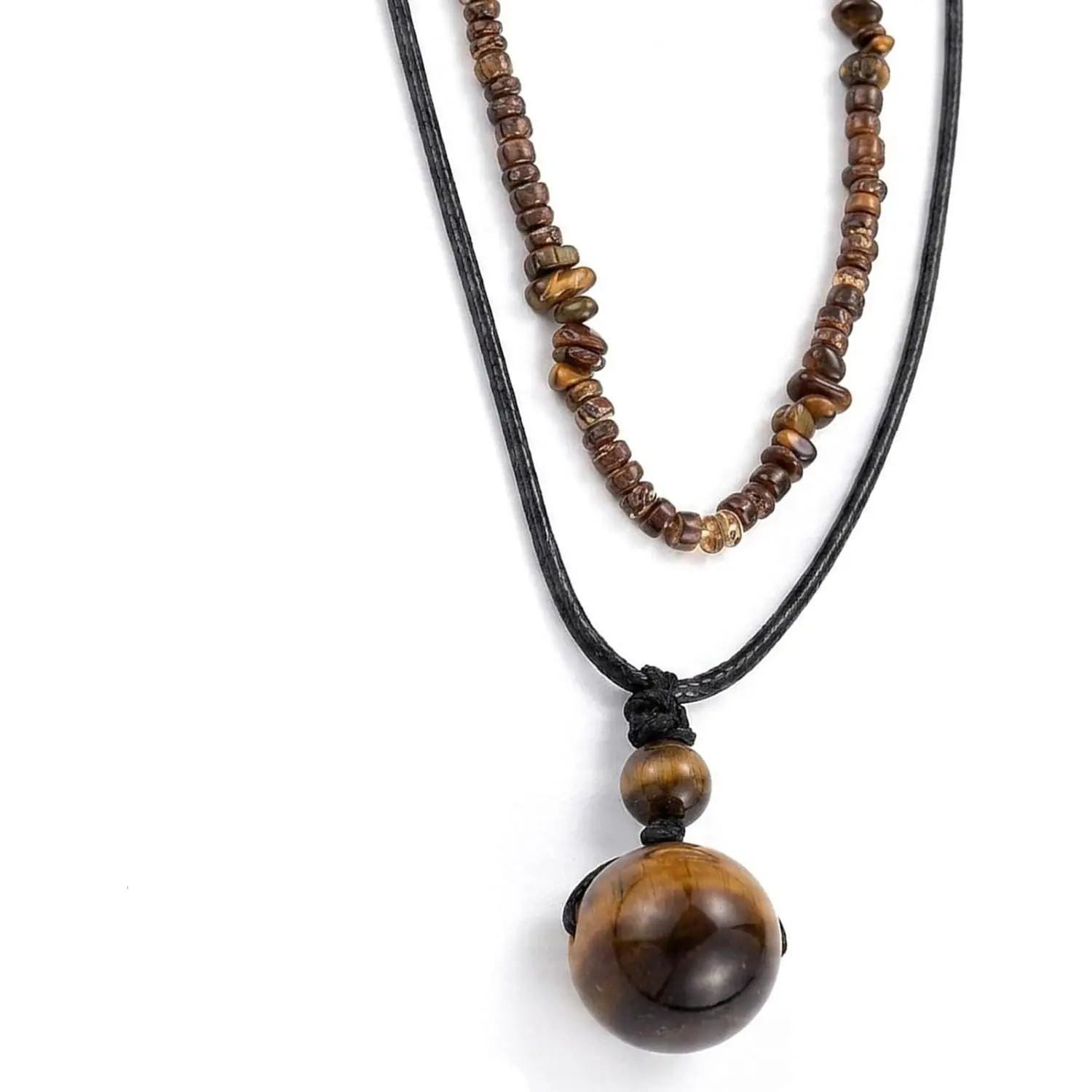 Necklace for Men Puka Shell Necklaces, Tigers Eye Beads and Coconut Bead Summer Beach