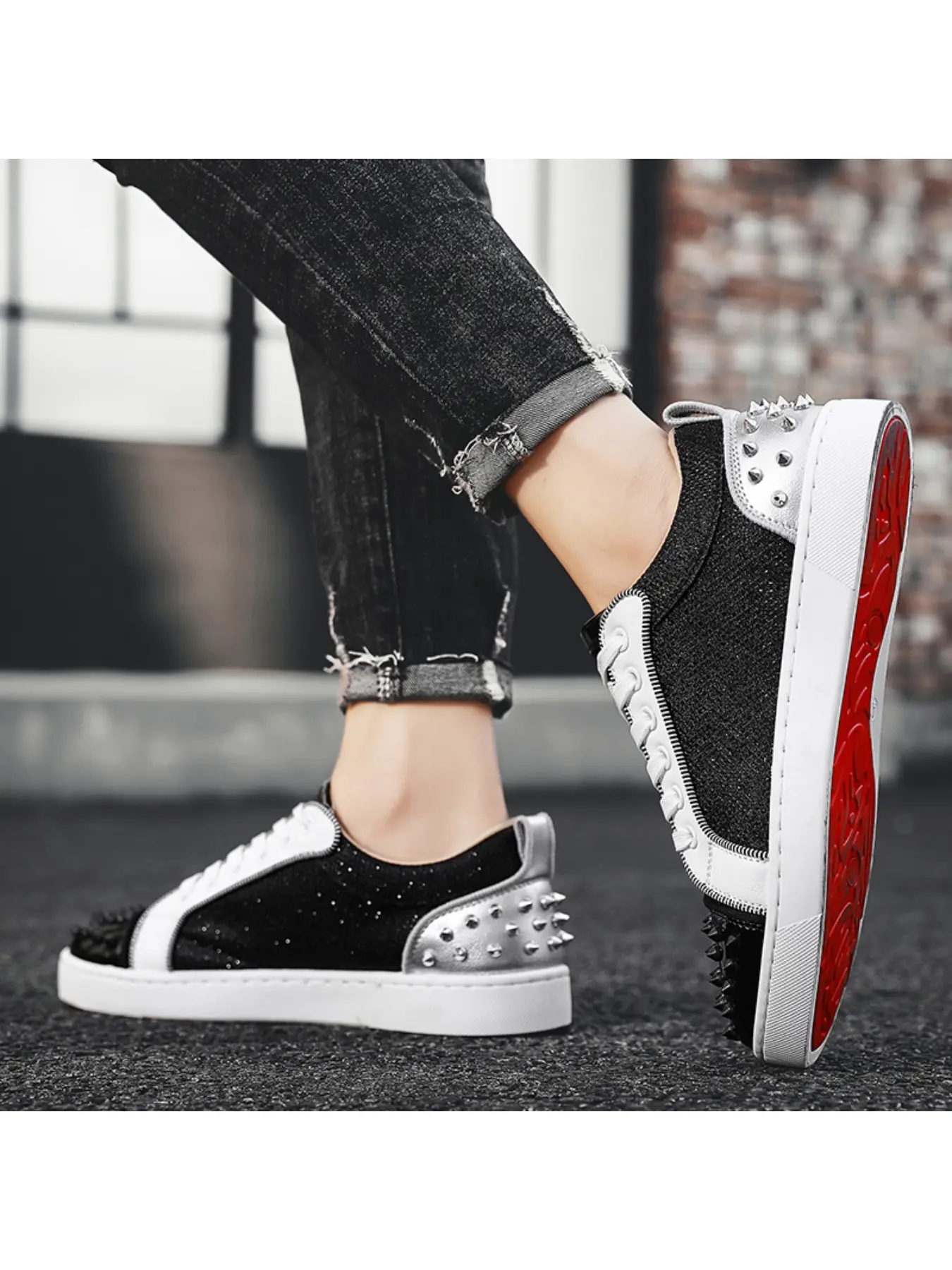 Men 's sparkling bright leisure shoes, low-top trend flat shoes, personalized street skateboard shoes, hip-hop trend shoes, banquet leisure shoes