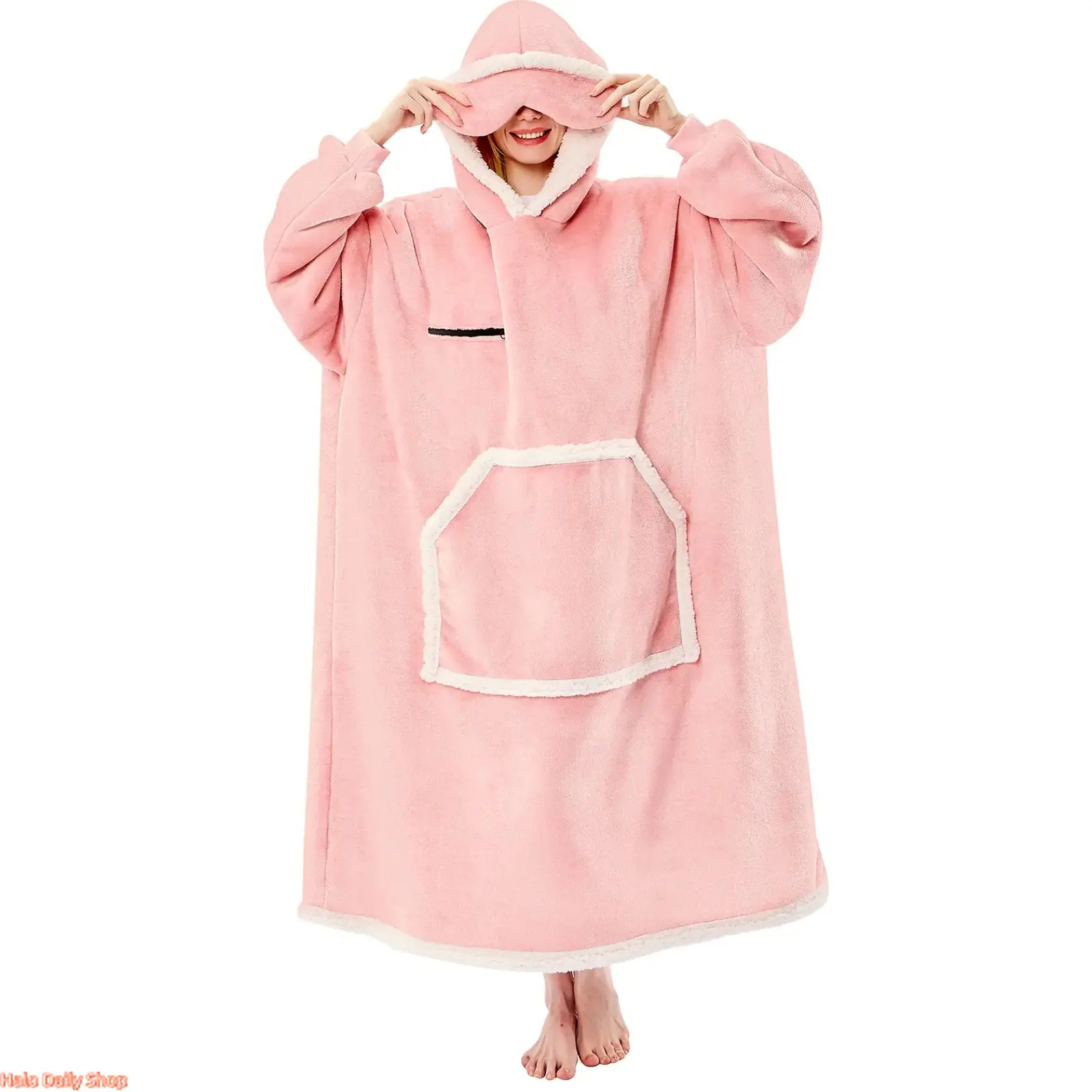 Eyemask Sleeping Oversized Long Wearable Blanket Hoodie for Adult One Size