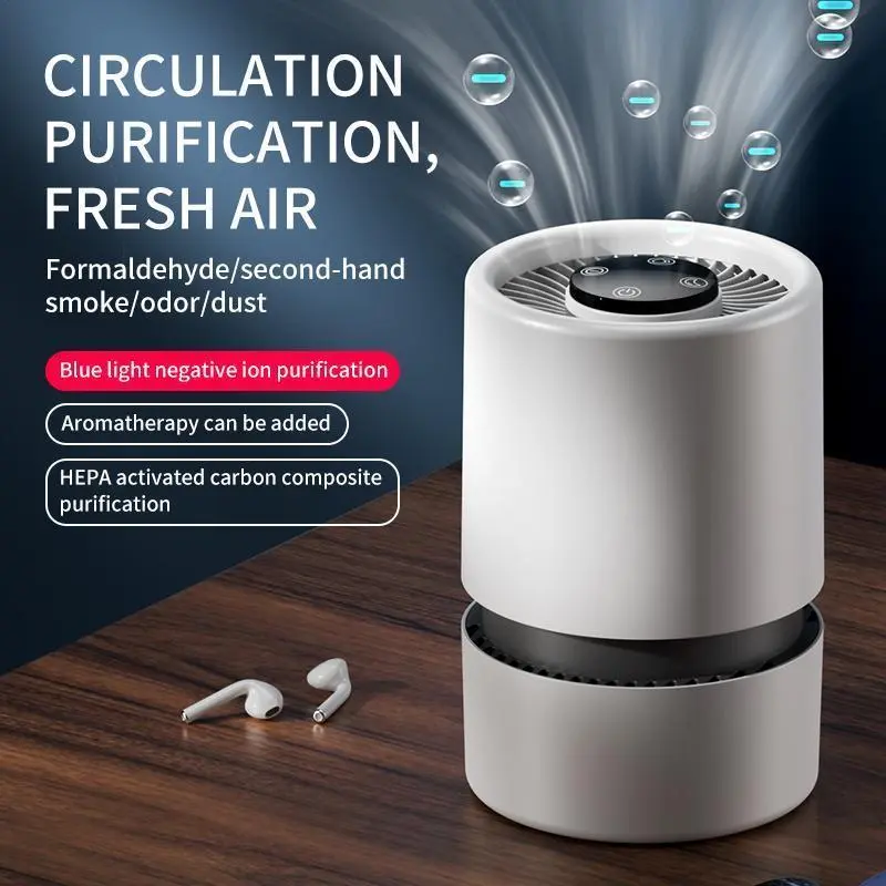 Mini Air Purifier Desktop, HEPA Filter Air Cleaner with Activated Carbon Odor Remover, USB Powered for Office and Bedroom#DealsForYouDays