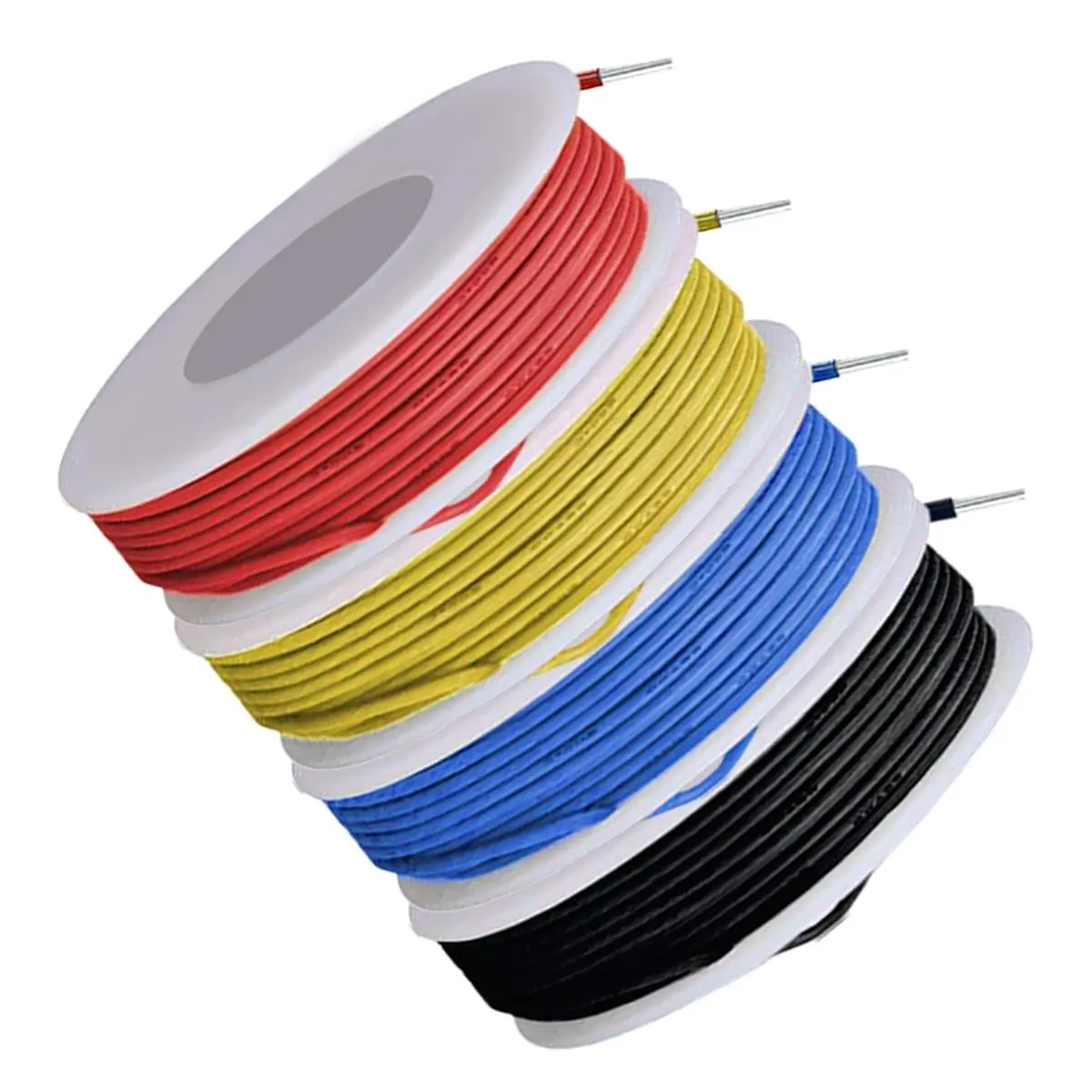 26 Gauge Solid Wire 300V PVC Electrical Wire 26AWG Insulation Tinned Coated Copper Hook Up Wire 4 Colors (Red/Yellow/Blue/Black) 5m/16.4ft Each Wire Assortment for Electronics DIY