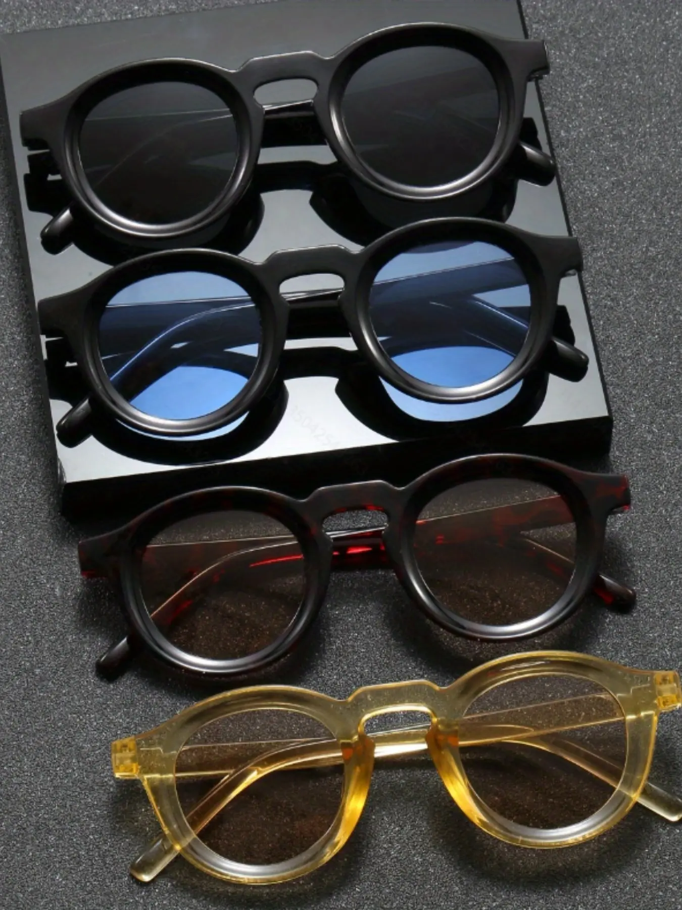 4pcs Thick Frame Retro Round Fashion Glasses, European & American Style, Perfect for Daily Commute, Parties, Music Festivals, Gifts