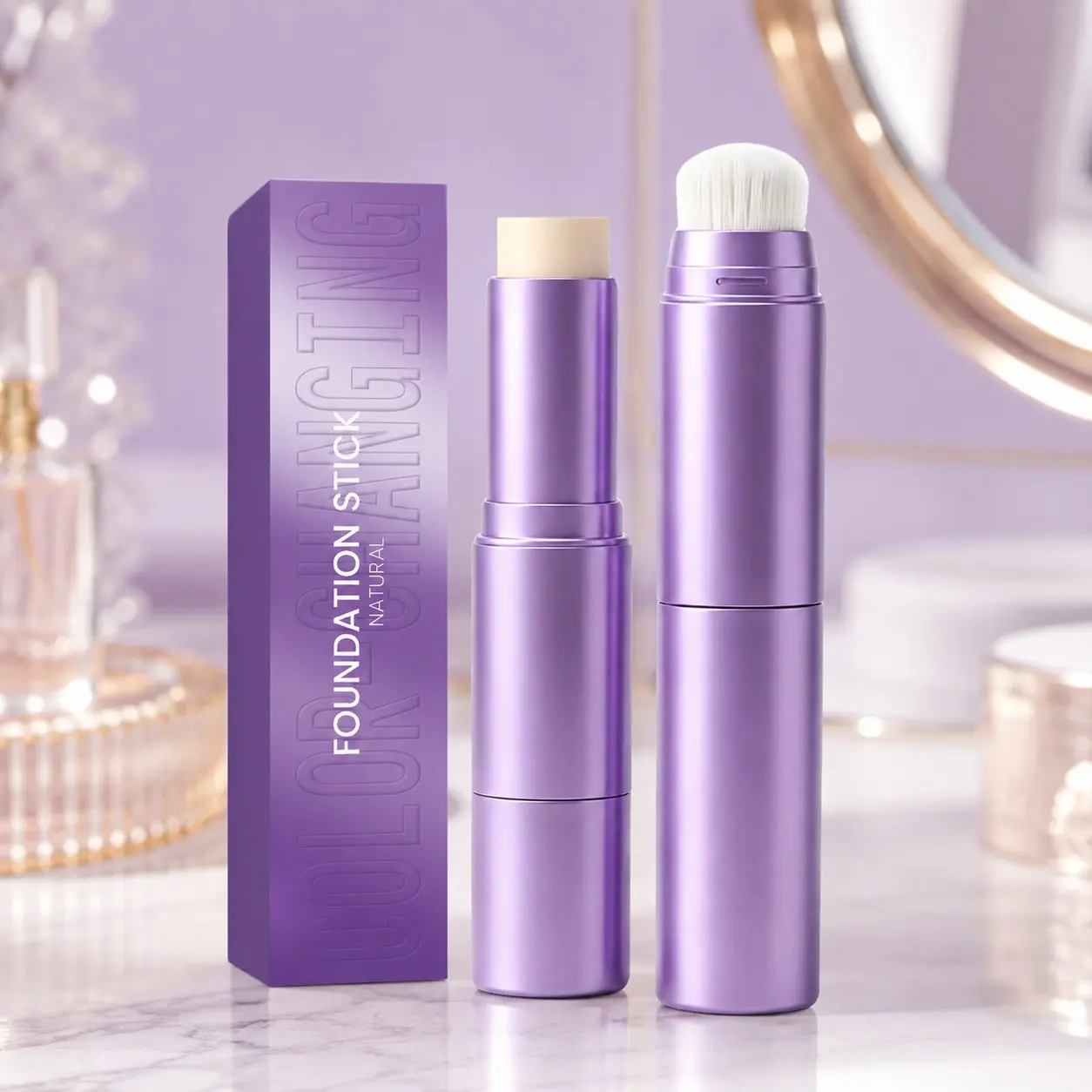 AMZ 2-in-1 Activated Foundation Stick, Custom Color-Changing Formula, Velvet Satin Finish, Makeup Foundation, Achieve a Refined Flawless Base Canvas, Flawless Complexion