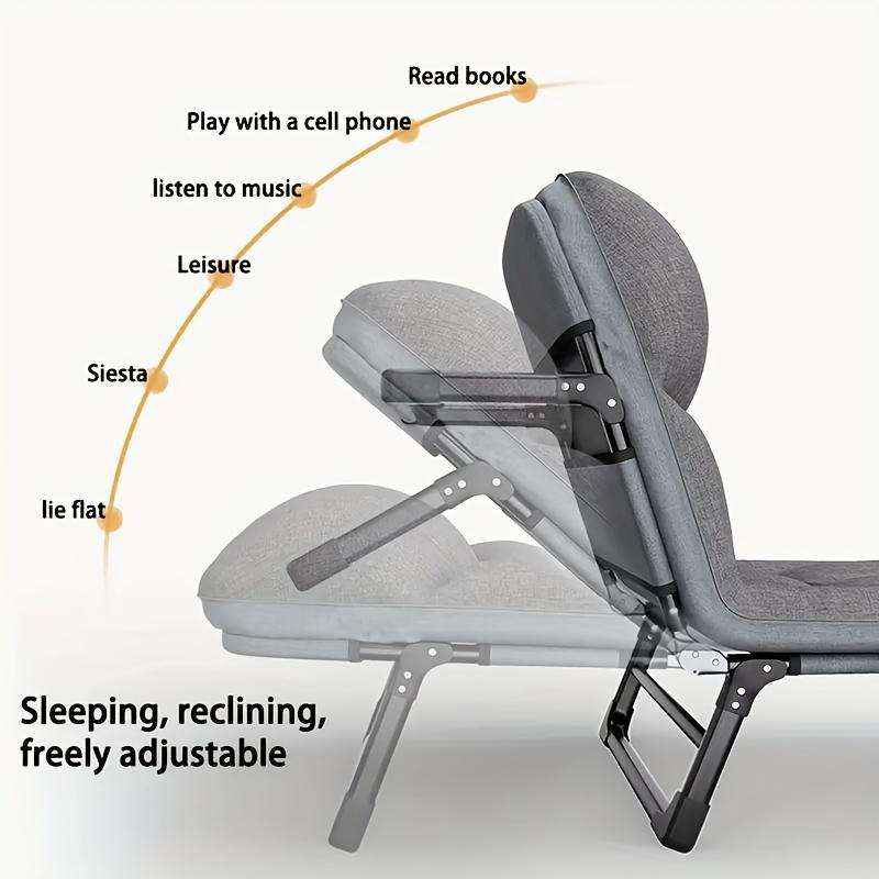 71-79 Inch Size, Portable Folding Camping Bed, Recliner with Adjustable Backrest, Heavy-Duty Frame, Suitable for Sleeping, Travel, Office, Indoor, Outdoor Use strong load-bearing capacity