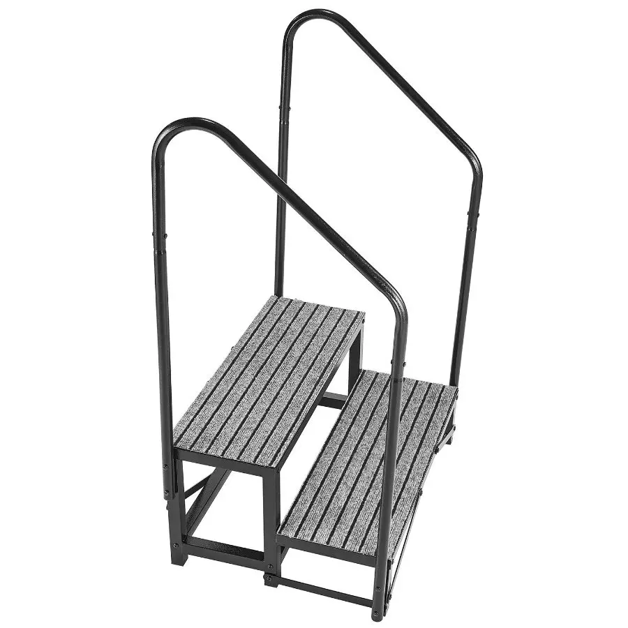VEVOR Heavy-Duty RV Steps with Dual Handrails, 2-Step Portable Stairs, 660 lbs Load Capacity, Non-Slip Mat, for Elderly, Pool, Camper, Default Use, Hot Tub, Porch Mechanical Hardware