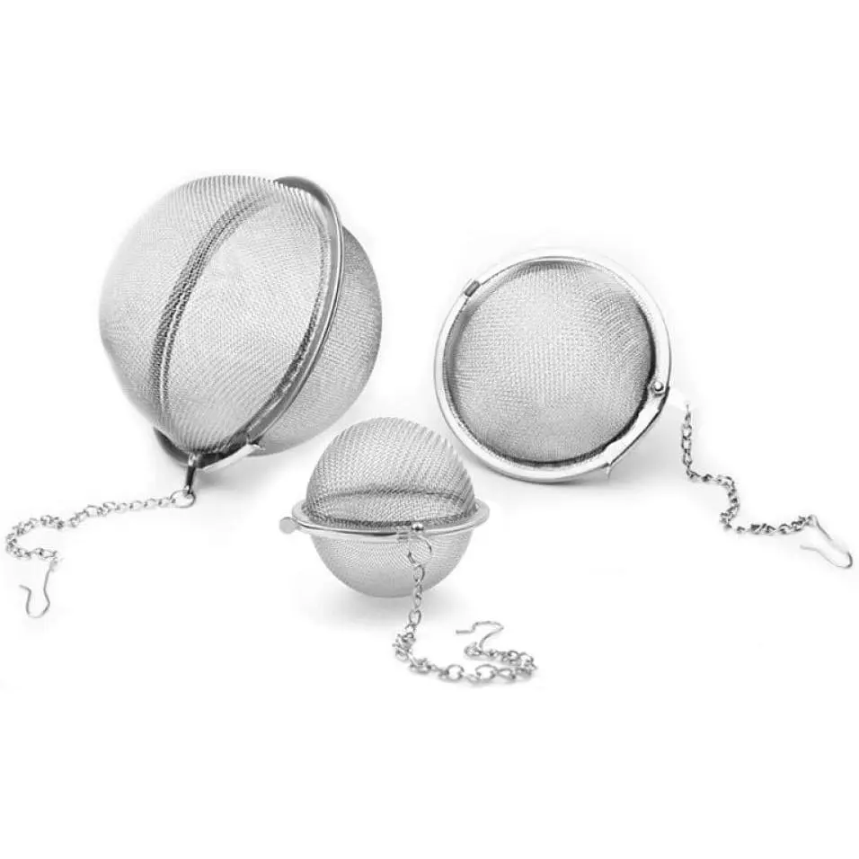 3 count Stainless steel fine mesh seasoning ball kitchen soup  stew filter kitchen tool metal  bag  ball (3pcs Round Shape),,5cm/6cm/7cm