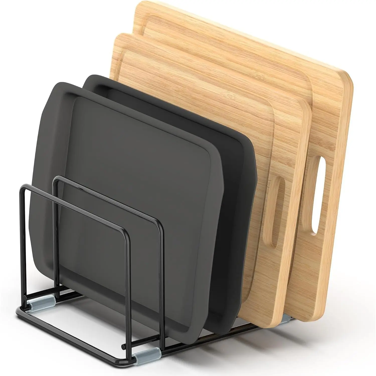 Cutting Board Organizer, Kitchen Cabinet Organizer, Divided Rack with 5 Slots for Baking Trays, Cutting Boards - Cookie sheet Organizer Inside Cabinet, Baking Sheets Holder (medium)