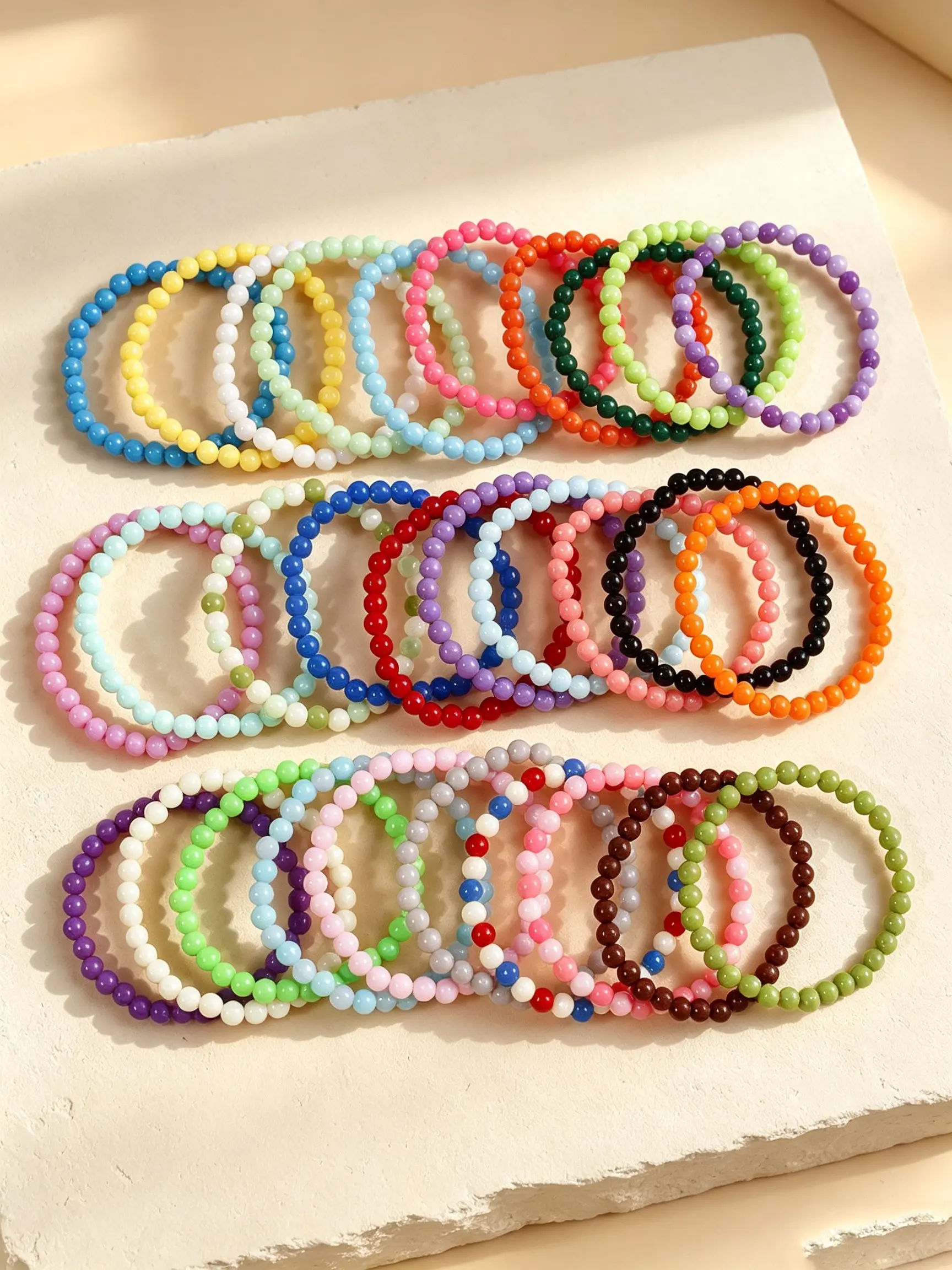 30pcs Bohemian Macaron Resin Bead Bracelet Set, Perfect for Daily Commute, Vacation, Parties, Ideal Gift for Loved Ones, Random Colors