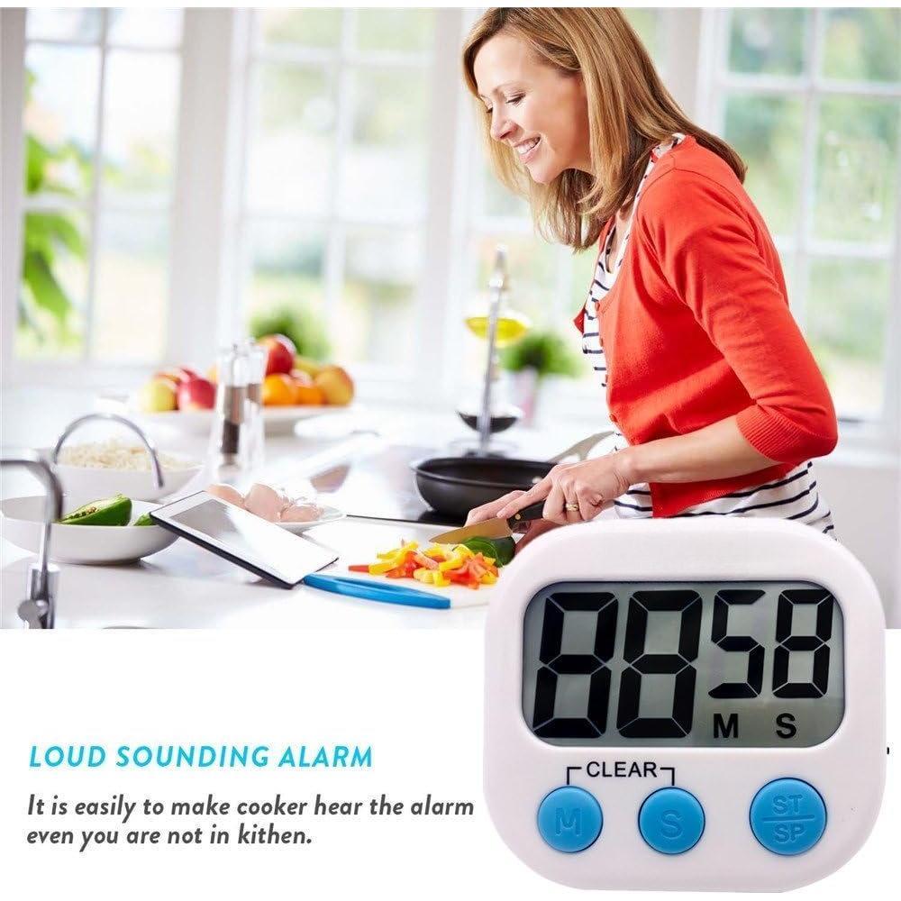 2 Pack Digital Kitchen Timer II 2.0, Big Digits, Loud ,  Backing, Stand, for Cooking Baking   Office (White) (2 Pack)