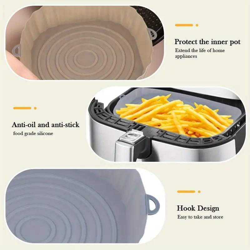 2 Pack Silicone Air Fryer Liners, Reusable Baking Tray and Silicone Bowl, Essential Kitchen Accessories for Frying and Baking