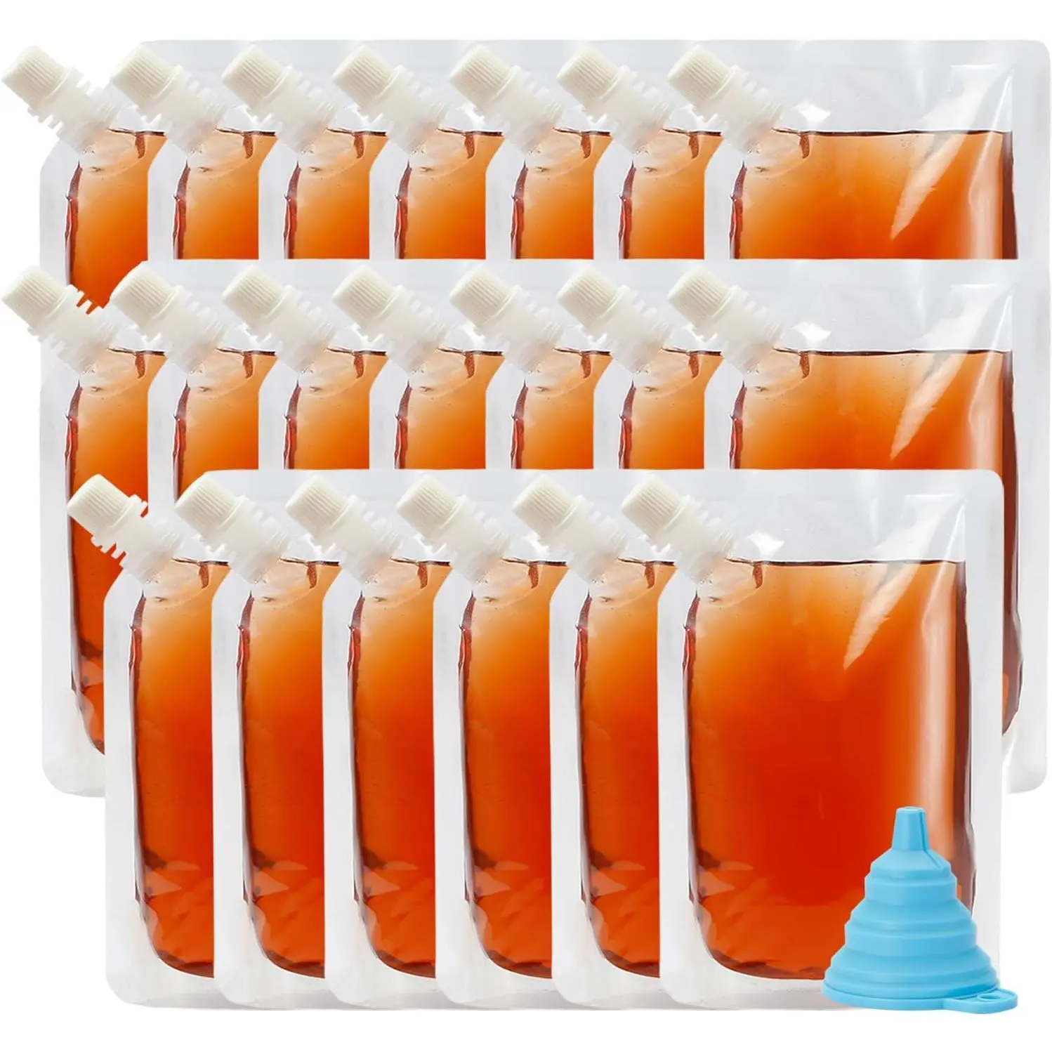 20 count  Flasks Cruise Pouch  Sneak Travel Drinking Flask Concealable  Plastic Flasks bags with Funnel (8 oz)