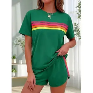 Rainbow Vibrant Color-Block Lounge Set | Versatile Color-Pop Set | Active Color-Block Outfit | Minimalist Contrast Set | Casual Womenswear