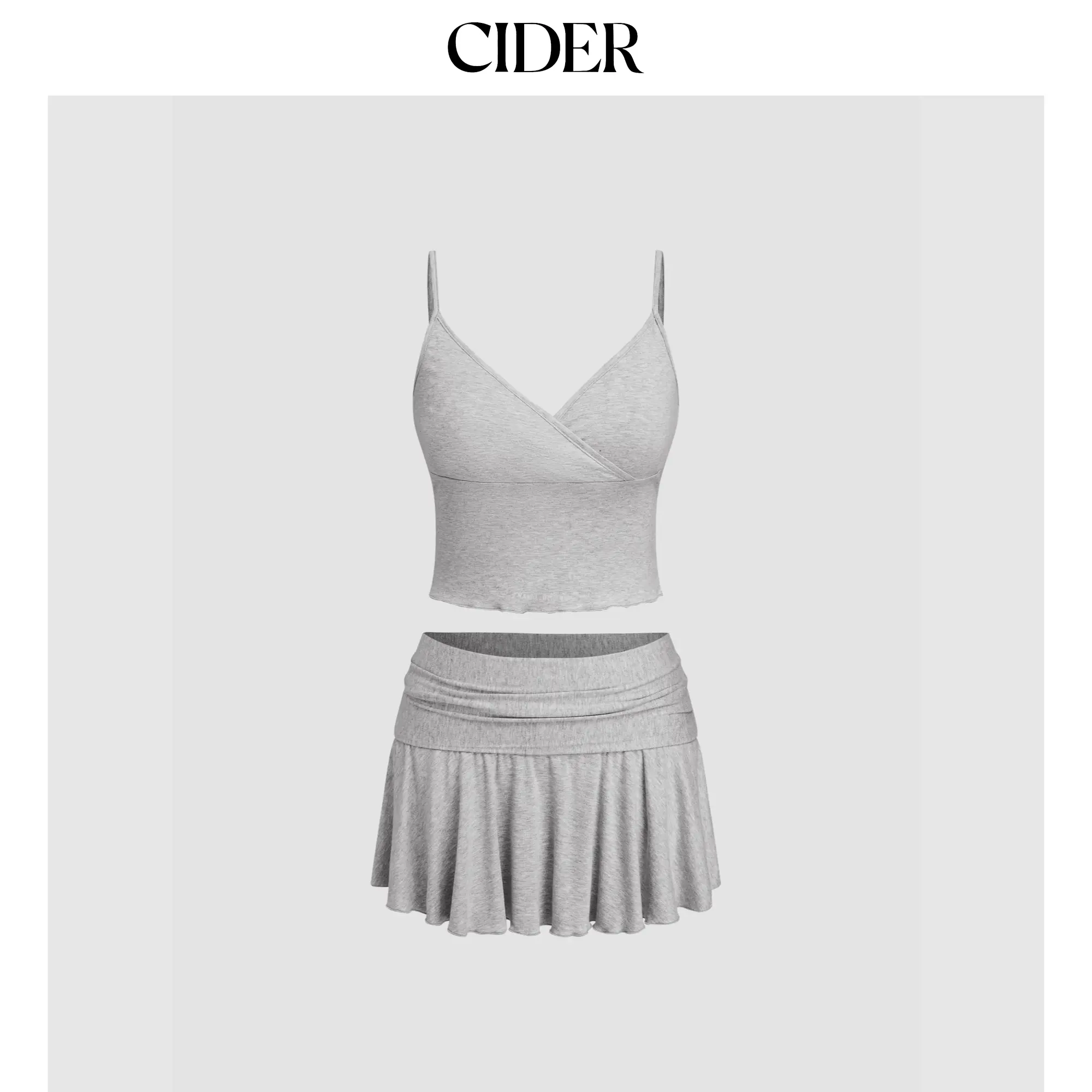 Cider [size 2-10] V-neck Wrap Crop Cami Top & Pleated Mini Skirt