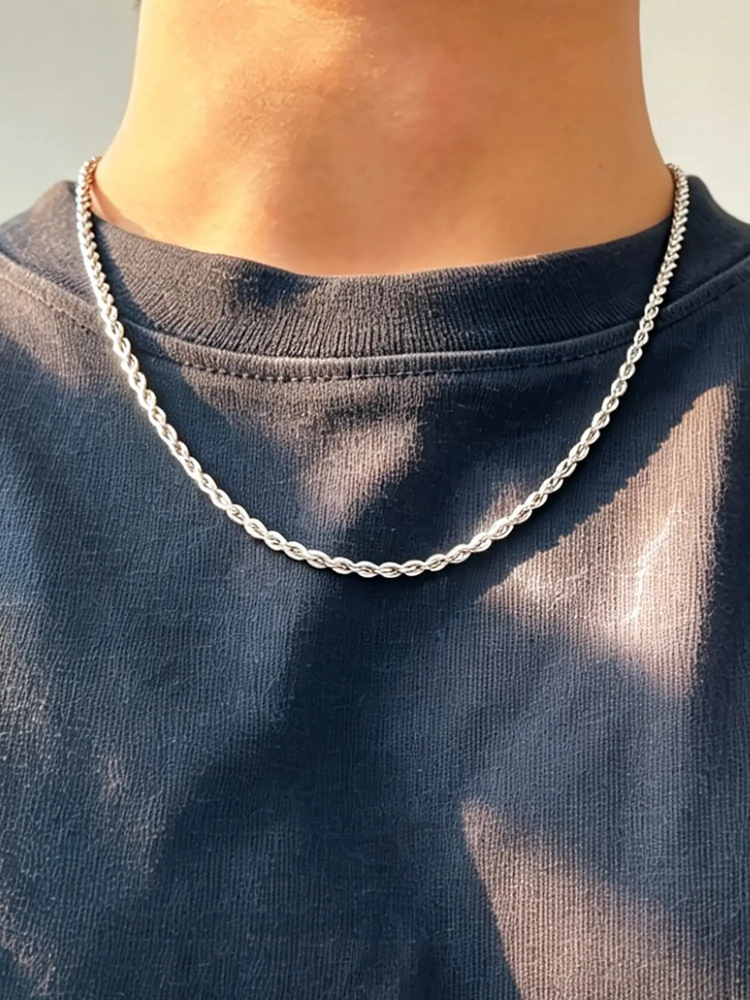 0.3cm Twist Rope Chain Necklace, 18-28 Inches, 304 Chunky Stainless Steel, Unisex Hip Hop Style, Waterproof and Fade-Resistant Jewelry