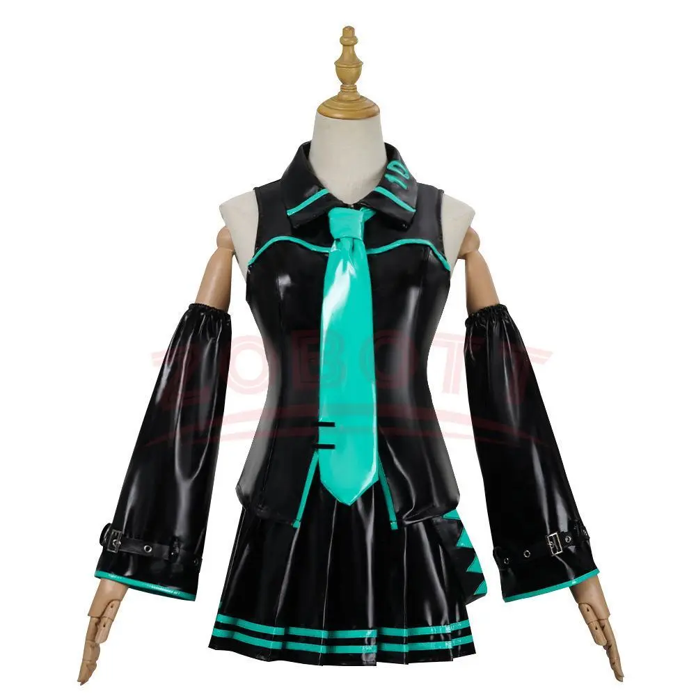 Mikuu Cosplay Costume Miku 16TH Cosplay Leather Midi Sexy Dress Halloween Carnival Party JK Uniform Mikuo Male version Costume