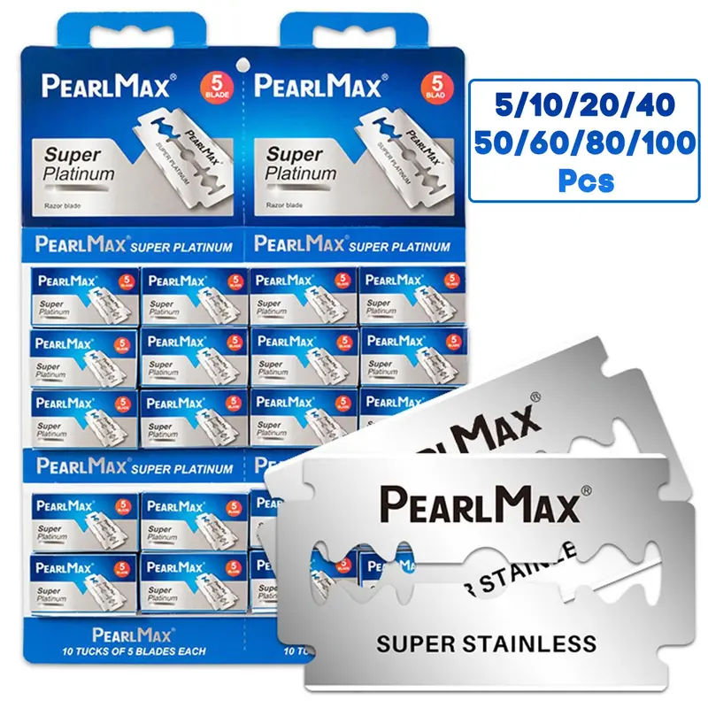 5/10/20/40/50/60/80/100Pcs Multi-Pack Refill Blades For Double-Edged Razors Replacement Blades, Stainless Steel Shaver Blade, Long-Lasting Sharp And Durable, Compatible With Traditional Men'S Manual Razors, Razorblades