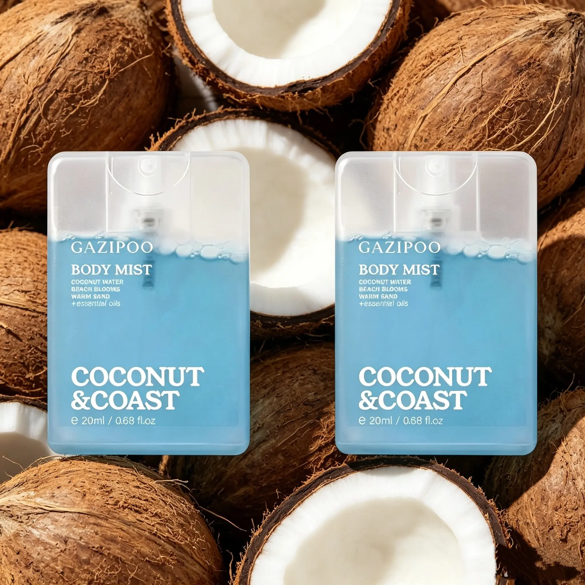 Gazipoo Coconut & Coast Perfume Spray 20ML X2, Refreshing Coconut Water and Sea Breeze Scent, Instant Vacation Feel, Liquid Form, Coconut Fragrance, Body Fragrance