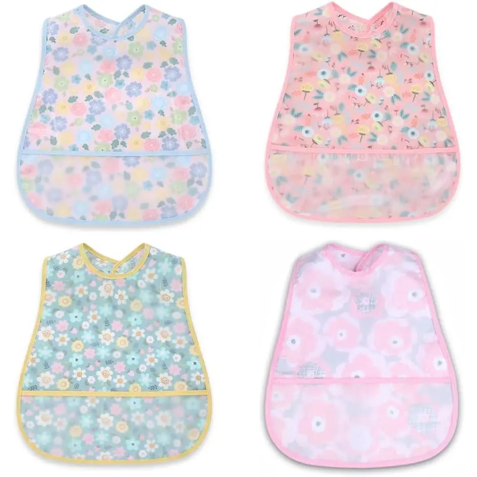 Baby bibs Waterproof Toddler bib - Feeding bib with Pocket  Infant Boy Girl Washable 6-36M