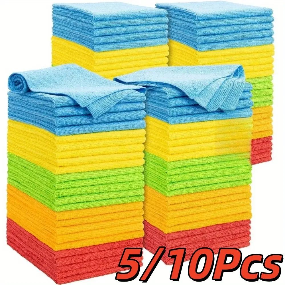 5/10 Piece Cleaning Cloth, Kitchen Dishwashing Cloth, Household Cleaning Cloth, Multipurpose Cleaning Cloth, Durable and Absorbent. Suitable for Different Cleaning Areas Such As Living Rooms, Bathrooms, Toilets, Desktops, Glass, Cars, Etc