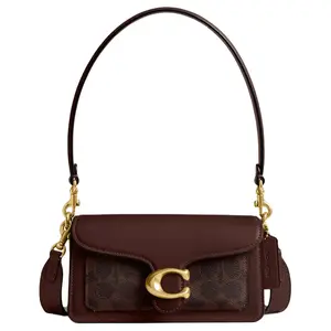Coach Tabby 20 Crossbody Bag for Women, Signature Gold-Tone Hardware, Coated Canvas and Calfskin, Small Size, Maple Color