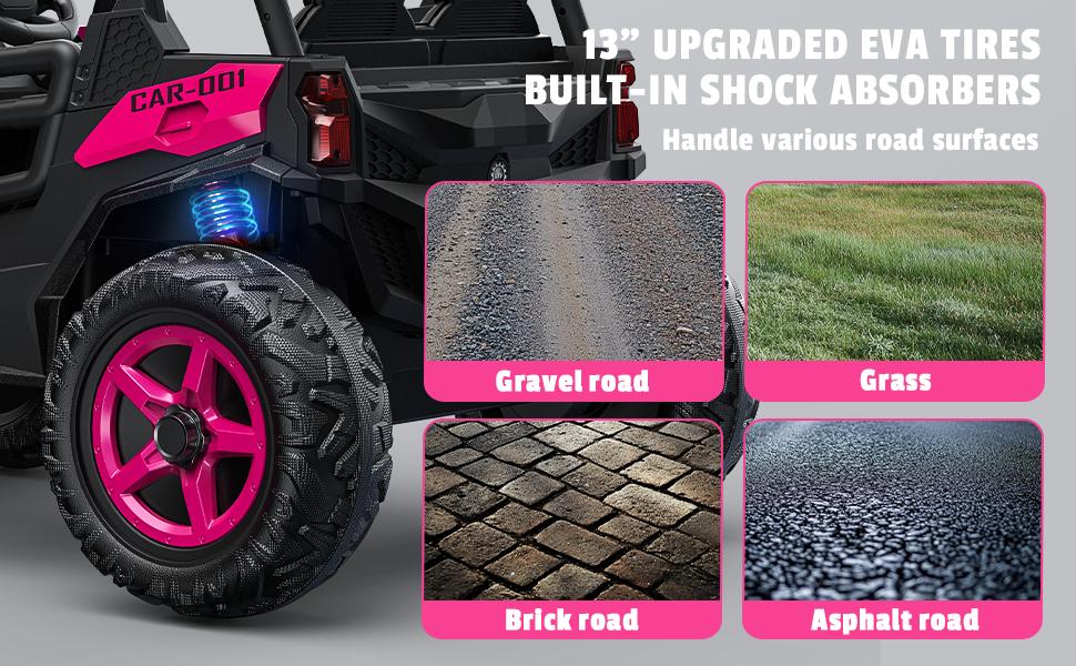 24V 2 Seater Ride on Car Truck, 4x200W, EVA Tires, 4WD/2WD, Rainbow Lights, Remote Control, Shock Absorbers, Bluetooth, Ride On UTV Toy for Kids – The Ultimate Christmas Gift They’ll Love!