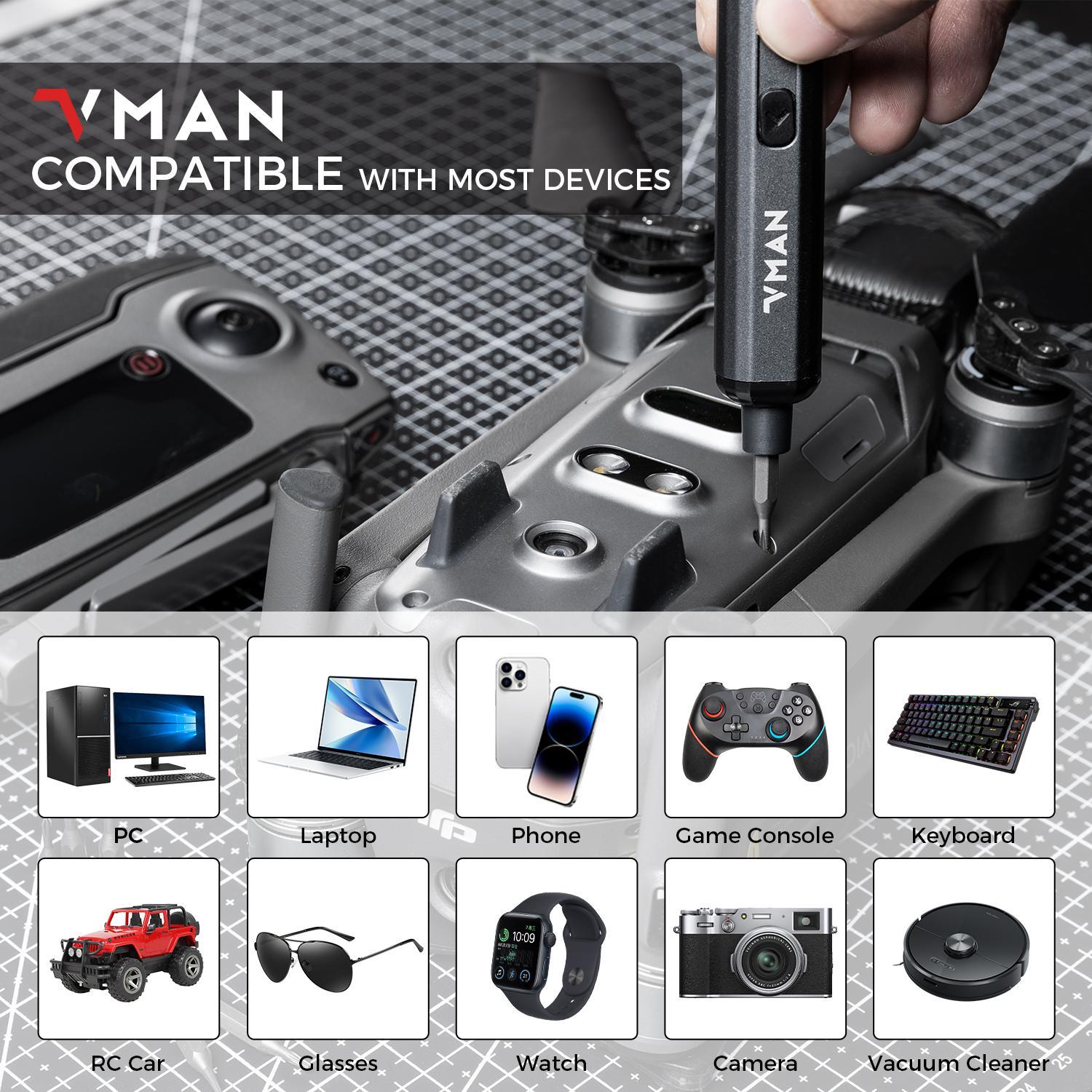 Mini Cordless 4-in-1 Rotary Tool Kit, Portable Electric Screwdriver with S2 Steel Bits, Adjustable Speed Electric Screwdriver for Electronics Repair