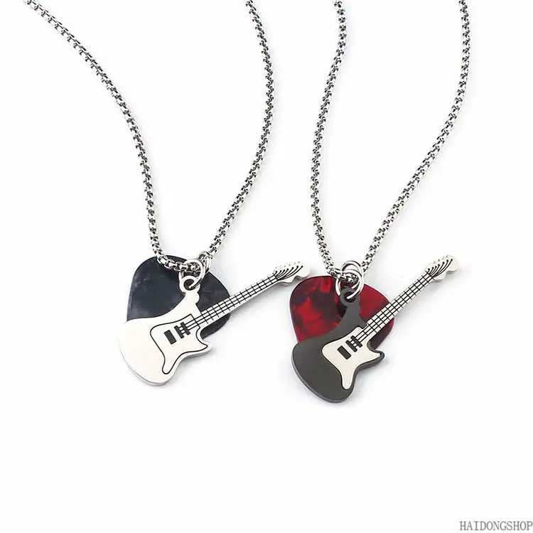 Rock Style Guitar Pick Pendant Necklace for Men & Women, Dainty Daily Wear Music Themed Jewelry, Thoughtful Gift for Guitar Players and Music Lovers