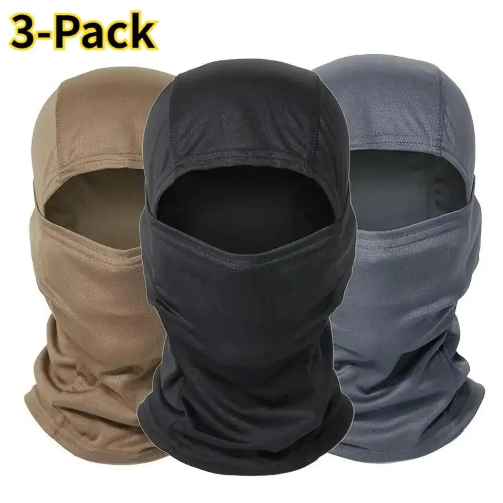 3-Pack Tactical Windproof Balaclavas – Full-Cover Warm Face Masks for Men & Women, Biker & Motorcycle Riding Gear, Motocross Dual Sport, Outdoor Hunting & Cold Weather Protection