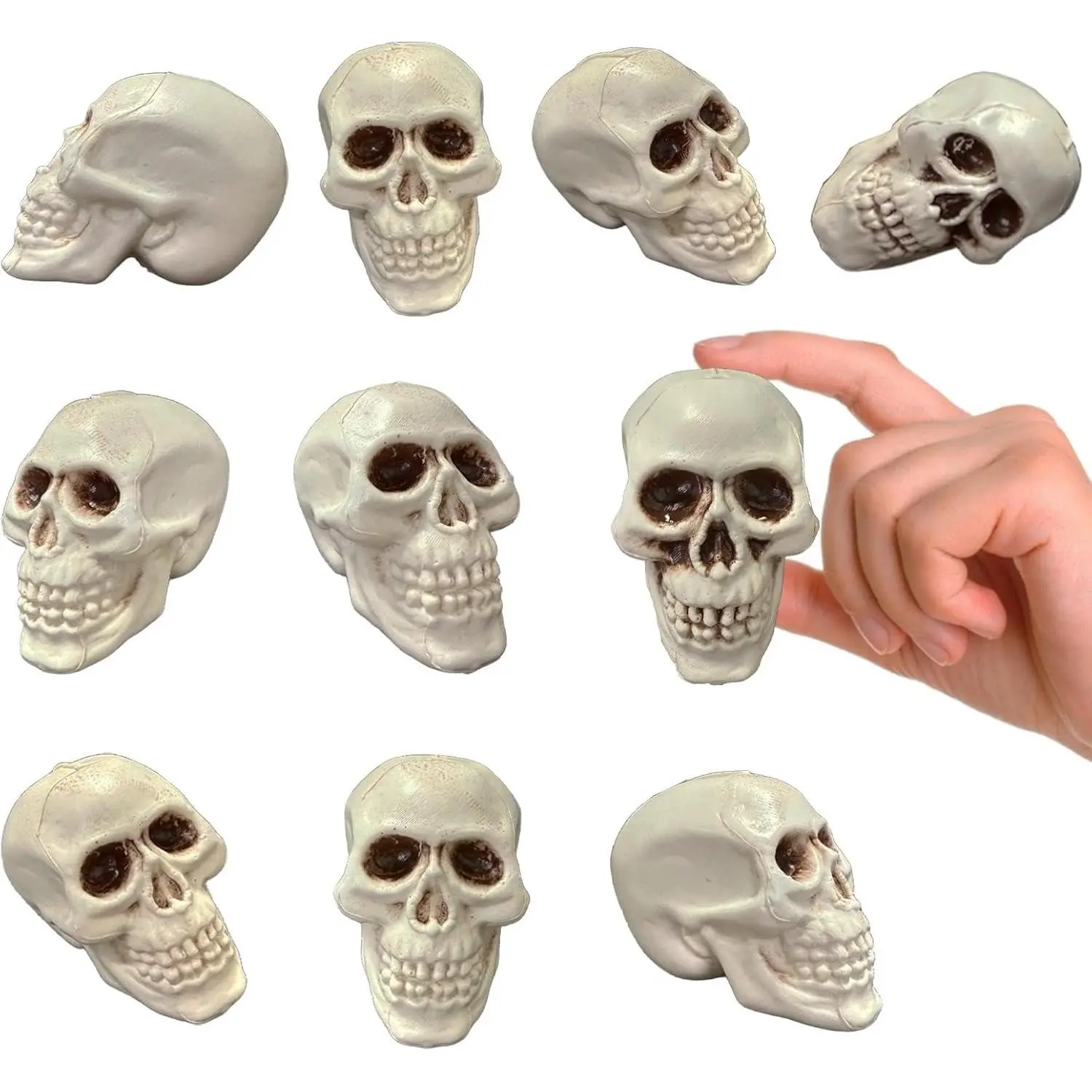 10 Pcs Plastic Skull Heads for Halloween Party Decorations Small Mini Skeleton Head Skull Model Home Decor
