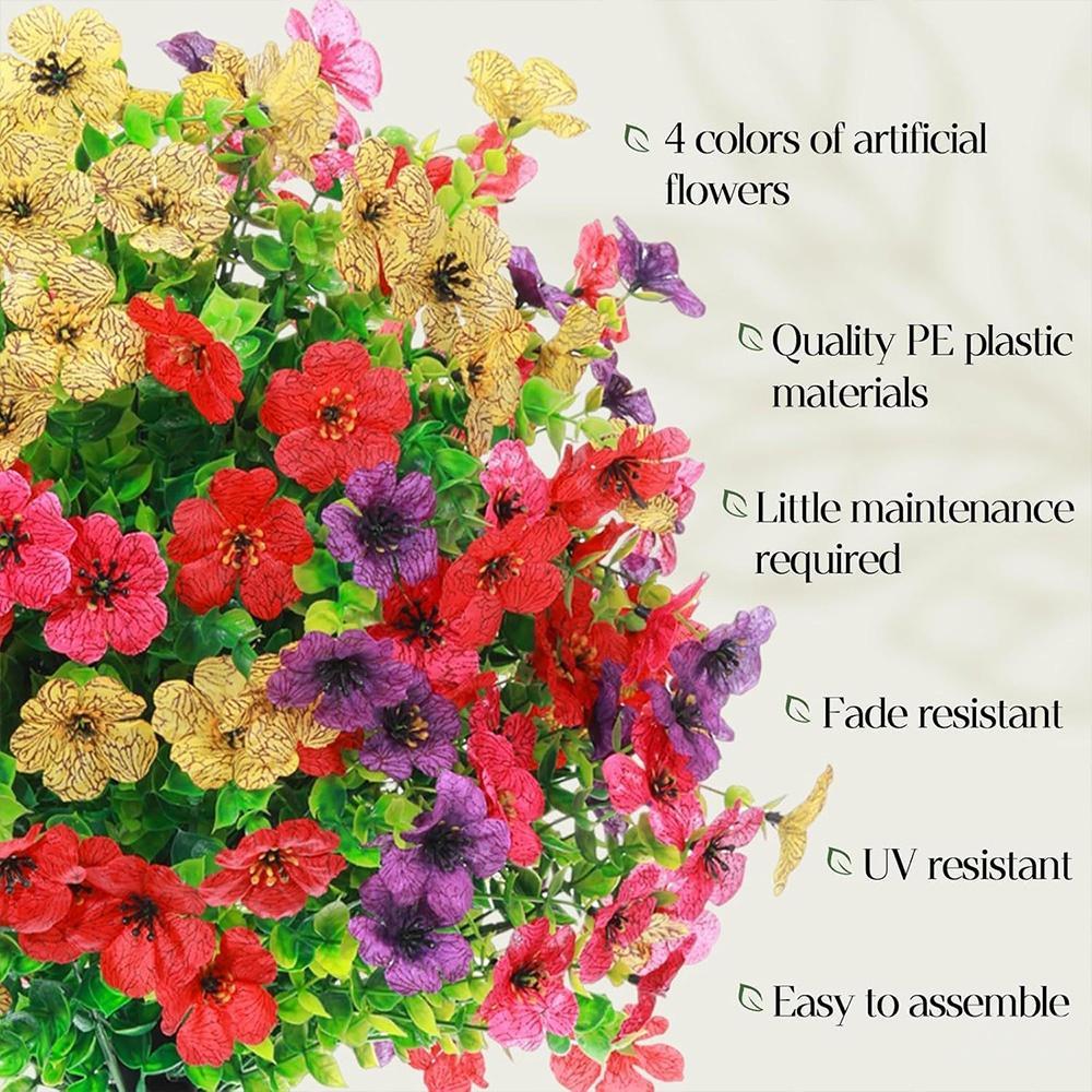 Artificial Flowers Faux Plants Outdoor Fake Flowers Spring Decor, Realistic Plastic Colorful Daisy UV Resistant for Porch Patio Home Yard Garden Window Box Pot Planters