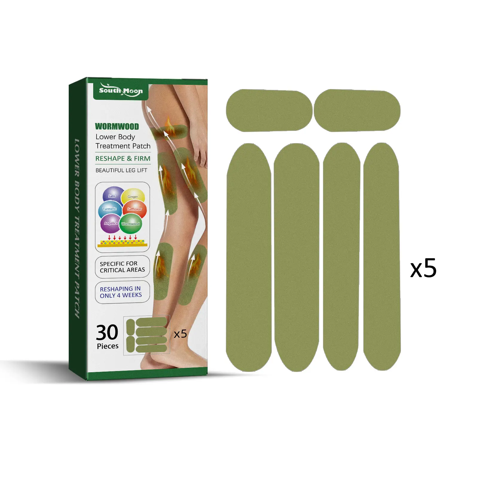 Wormwood Leg Care Patches, Natural Herbal Body Skin Stickers, Daily External Patch to Smooth, Firm & Condition Leg Skin Texture pain relief bone pad