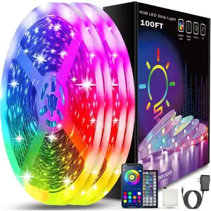 100ft Led Strip Lights (2 Rolls of 50ft) Bluetooth Smart App Control Music Sync Color Changing RGB Led Light Strip with Remote,Led Lights for Bedroom Room Home Decor Party Festival