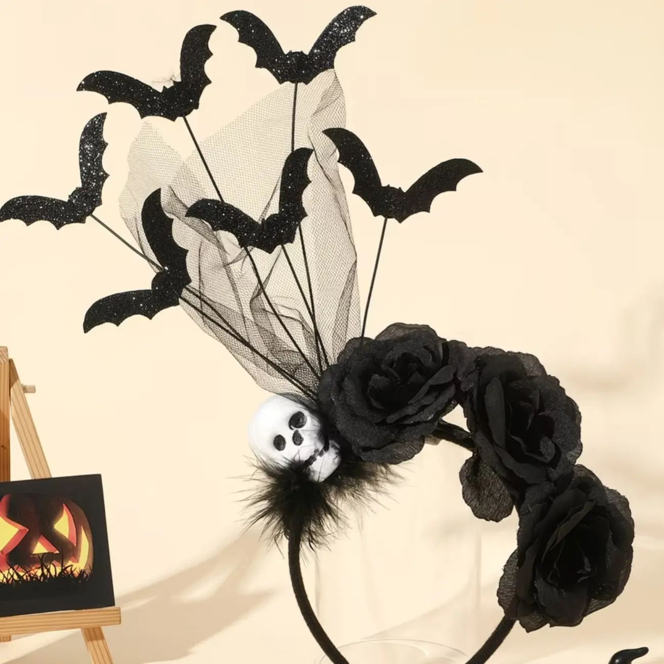 Halloween Headband Bat, Skeleton Flower Bat Element, Rave Party Hair Accessory, Bat Wings Headband, Light Up Your Halloween